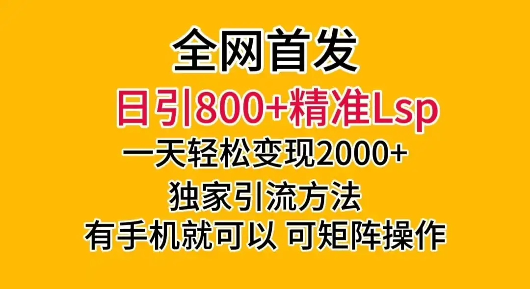 日引 800+ 精准老色批,一天变现 2000+,独家引流方法,可矩阵操作,月入 5W+-优优云创网
