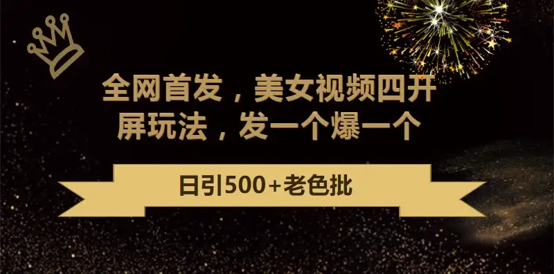 最新成人引流玩法,美女视频四开屏玩法,发一个爆一个,日引流500+精准-优优云创网