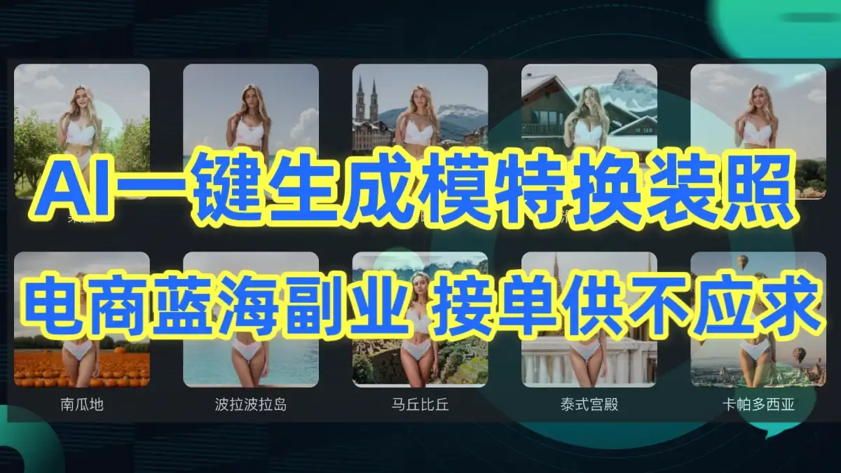 AI制作一键生成模特换装照,电商蓝海副业供不应求-优优云创网