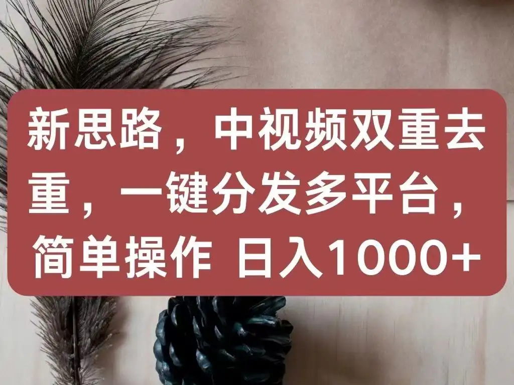 新思路,中视频双重去重,一键分发多平台,简单操作,日入1000+!快来试试吧!-优优云创网