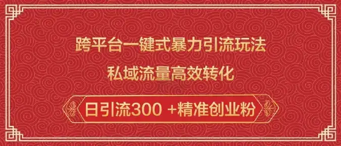 跨平台一键式暴力引流玩法,私域流量高效转化日引流300 +精准创业粉