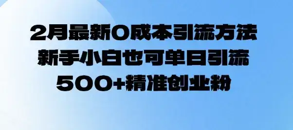 2月最新0成本引流方法,新手小白也可单日引流500+精准创业粉