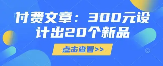 付费文章:300元设计出20个新品
