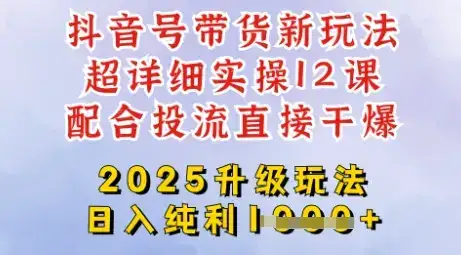 2025全新升级抖音带货玩法,一天纯利四位数,从剪辑到选品再到发布投流,超详细玩法揭秘