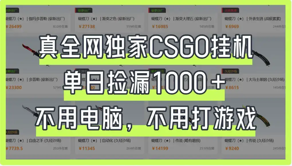 真全网独家CSGO挂机,单日捡漏1000+-优优云创网 真全网独家CSGO挂机,单日捡漏1000+-优优云创网