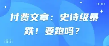 付费文章:史诗级暴跌!要跑吗?