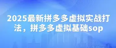 2025最新拼多多虚拟实战打法,拼多多虚拟基础sop