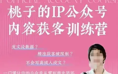 桃子IP公众号内容获客训练营(第3期),一门让你公众号从0到商业闭环的课程