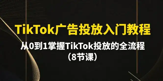 TikTok广告投放入门教程,从0到1掌握TikTok投放的全流程(8节课)-优优云创网 TikTok广告投放入门教程,从0到1掌握TikTok投放的全流程(8节课)-优优云创网