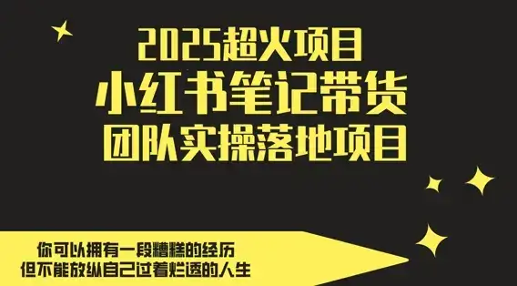 2025超火项目,副业最佳选择,小红书笔记带货团队实操落地项目,,轻松日入5张-优优云创网 2025超火项目,副业最佳选择,小红书笔记带货团队实操落地项目,,轻松日入5张-优优云创网