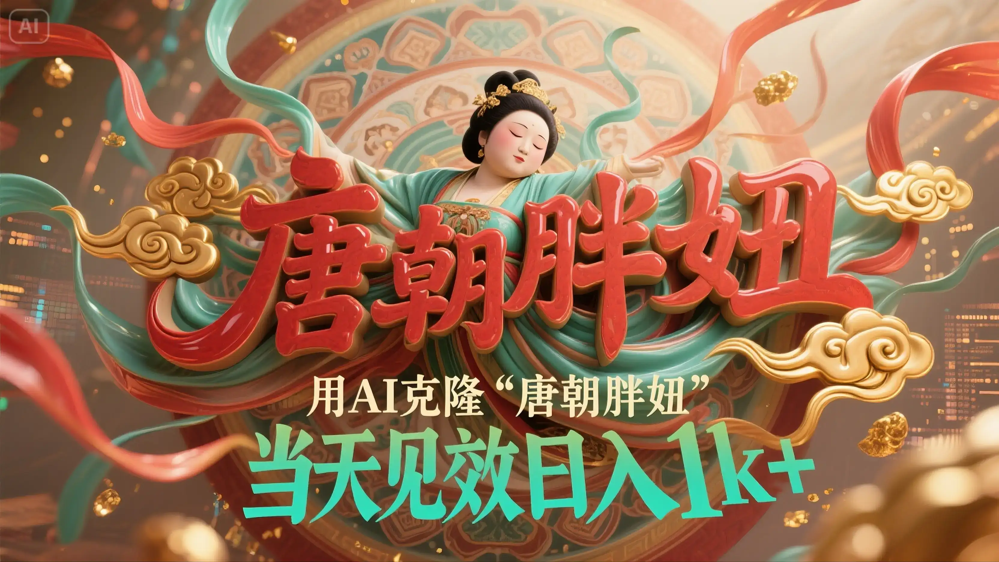 用AI克隆“唐朝胖妞”日更3条,平台疯狂推流,小白闭眼复制,当天见效,日入1000+-优优云创网 用AI克隆“唐朝胖妞”日更3条,平台疯狂推流,小白闭眼复制,当天见效,日入1000+-优优云创网