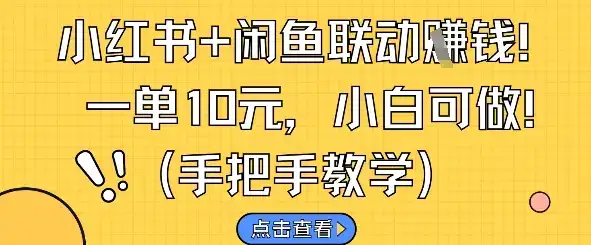 小红书+闲鱼联动挣钱,一单10元,小白可做