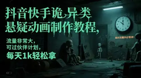 抖音快手诡异类悬疑动画制作教程,流量非常大,可过伙伴计划,每天1k轻松拿-优优云创网 抖音快手诡异类悬疑动画制作教程,流量非常大,可过伙伴计划,每天1k轻松拿-优优云创网