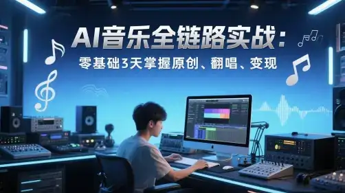 AI音乐全链路实战变现课:零基础3天掌握原创、翻唱、变现-优优云创网 AI音乐全链路实战变现课:零基础3天掌握原创、翻唱、变现-优优云创网