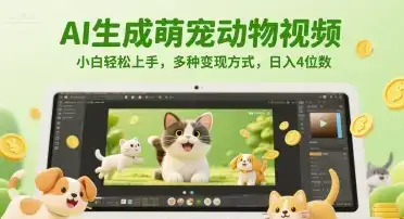 AI生成萌宠动物视频,小白轻松上手,多种变现方式,日入4位数-优优云创网 AI生成萌宠动物视频,小白轻松上手,多种变现方式,日入4位数-优优云创网
