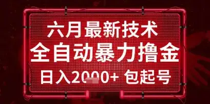 六月最新技术全自动暴力撸金,稳定日入2k+包起号,长期稳定【揭秘】