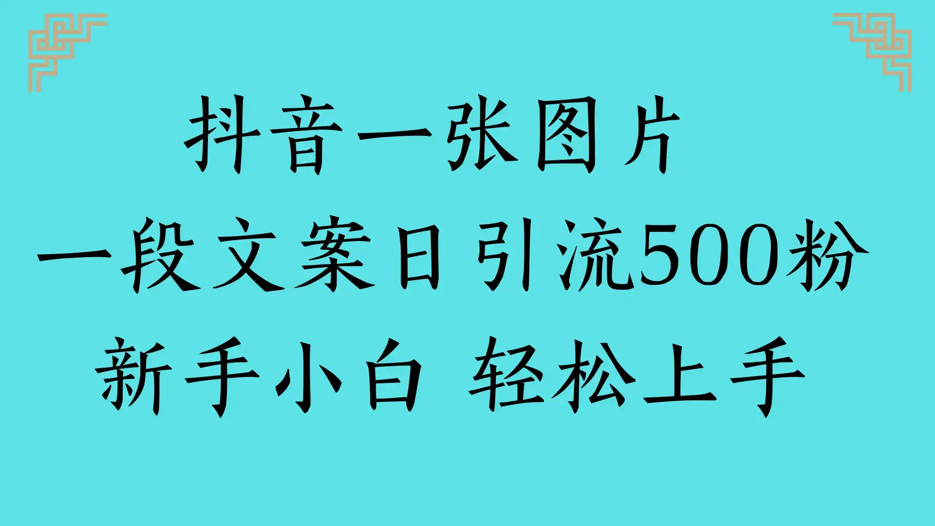 抖音一张图片 一段文案日引流500粉
新手小白 轻松上手-优优云创网 抖音一张图片 一段文案日引流500粉
新手小白 轻松上手-优优云创网