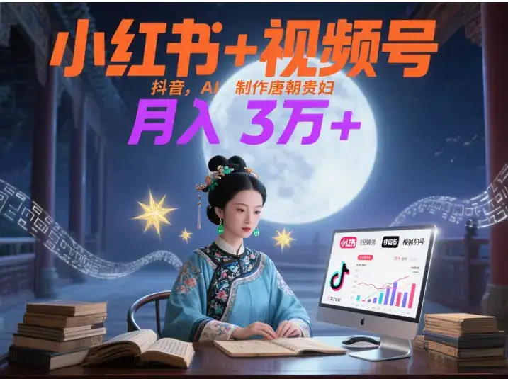 小红书+视频号+抖音,AI轻松制作唐朝贵妇IP,毒鸡汤、励志、减肥瘦身、养生赛道轻松切入,每天30分钟,轻松产出N条,月入3万+ -优优云创网 小红书+视频号+抖音,AI轻松制作唐朝贵妇IP,毒鸡汤、励志、减肥瘦身、养生赛道轻松切入,每天30分钟,轻松产出N条,月入3万+ -优优云创网