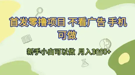 首发零撸项目 不看广告 手机可做 新手小白可以做 月入3k+【揭秘】