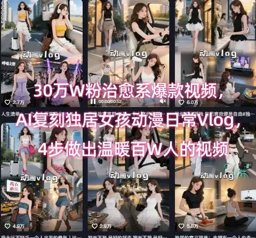 30万W粉治愈系爆款视频,AI复刻独居女孩动漫日常Vlog,4步做出温暖百W人的视频-优优云创网 30万W粉治愈系爆款视频,AI复刻独居女孩动漫日常Vlog,4步做出温暖百W人的视频-优优云创网