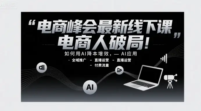 【精】电商峰会最新线下课,电商人破局,如何用AI降本增效,AI应用-全域推广-直播运营-付费流量-优优云创网 【精】电商峰会最新线下课,电商人破局,如何用AI降本增效,AI应用-全域推广-直播运营-付费流量-优优云创网