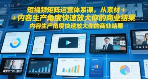 【精】短视频矩阵运营体系课,从素材+内容生产角度快速放大你的商业结果-优优云创网 【精】短视频矩阵运营体系课,从素材+内容生产角度快速放大你的商业结果-优优云创网