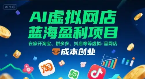【精】AI虚拟网店蓝海盈利项目,在家开淘宝、拼多多、抖店等虚拟品网店,零成本创业-优优云创网 【精】AI虚拟网店蓝海盈利项目,在家开淘宝、拼多多、抖店等虚拟品网店,零成本创业-优优云创网