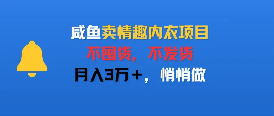 咸鱼卖情趣内衣项目,不囤货,不发货,月入3万+,悄悄做-优优云创网 咸鱼卖情趣内衣项目,不囤货,不发货,月入3万+,悄悄做-优优云创网