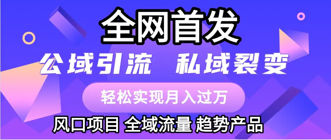 全网首发:公域引流,私域引流,风口项目,全域流量,趋势产品,轻松变现-优优云创网 全网首发:公域引流,私域引流,风口项目,全域流量,趋势产品,轻松变现-优优云创网