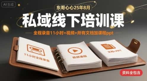 东哥心心25年8月私域线下培训课,全程录音11小时+视频+所有文档加课程ppt