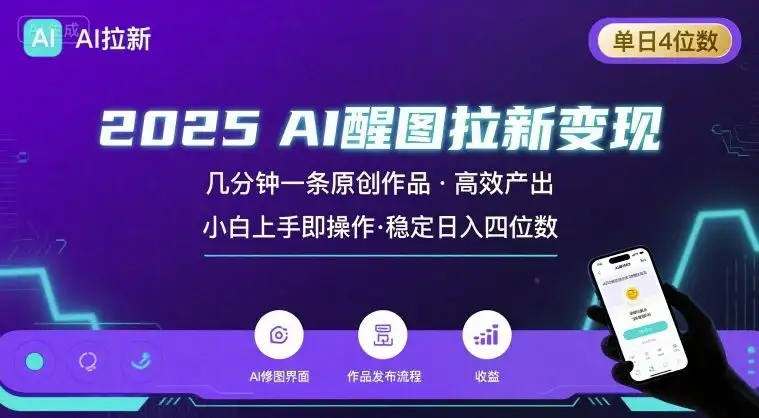 2025最强AI醒图拉新,几分钟一条原创作品,单日收入4位数,小白也能上手操作-优优云创网 2025最强AI醒图拉新,几分钟一条原创作品,单日收入4位数,小白也能上手操作-优优云创网
