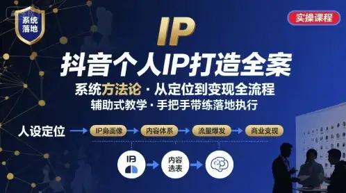 【精】抖音个人IP系统落地实操大课,实操课程,辅助落地-优优云创网 【精】抖音个人IP系统落地实操大课,实操课程,辅助落地-优优云创网