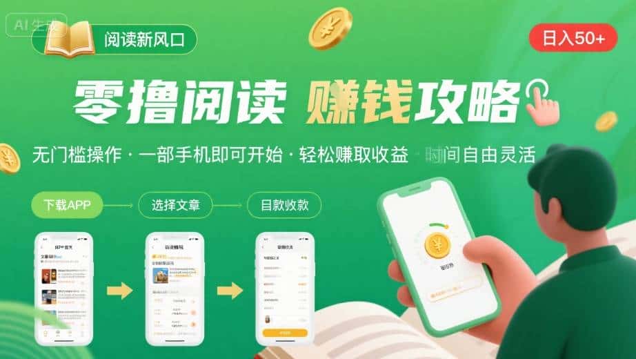 零撸阅读新风口,无门槛轻松挣,一部手机,日入 50-3张【揭秘】-优优云创网 零撸阅读新风口,无门槛轻松挣,一部手机,日入 50-3张【揭秘】-优优云创网