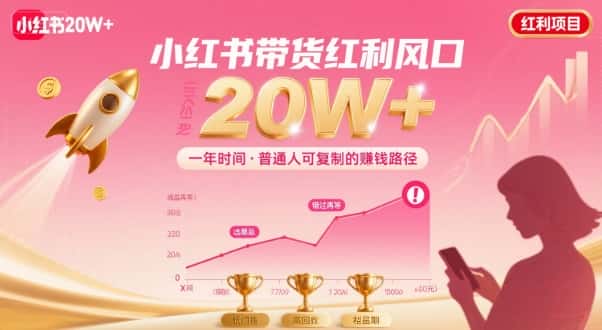 一年时间靠小红书带货项目年入20w+,最不能错的大红利项目