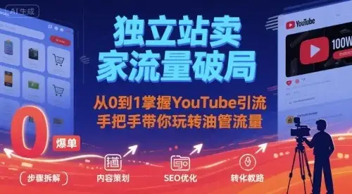 【精】独立站卖家流量破局:从0到1掌握YouTube引流,手把手带你玩转油管流量-优优云创网 【精】独立站卖家流量破局:从0到1掌握YouTube引流,手把手带你玩转油管流量-优优云创网
