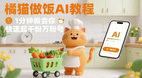 有趣的橘猫买菜做饭视频,用AI一键搞定,1分钟教会你,快速起千粉万粉号-优优云创网 有趣的橘猫买菜做饭视频,用AI一键搞定,1分钟教会你,快速起千粉万粉号-优优云创网