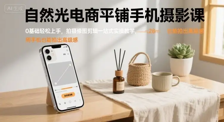【精】自然光电商平铺手机摄影课,0基础轻松上手,拍摄修图剪辑一站式实操教学,用手机也能拍出高级感-优优云创网 【精】自然光电商平铺手机摄影课,0基础轻松上手,拍摄修图剪辑一站式实操教学,用手机也能拍出高级感-优优云创网