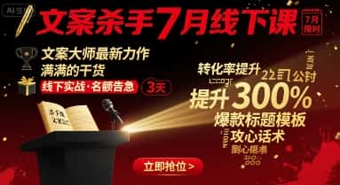 文案杀手7月线下课,文案大师最新力作,满满的干货