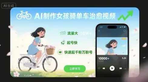 AI制作女孩骑单车治愈视频,流量大,起号快,快速起千粉万粉号-优优云创网 AI制作女孩骑单车治愈视频,流量大,起号快,快速起千粉万粉号-优优云创网