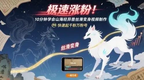 极速涨粉!10分钟学会山海经异兽丝滑变身视频制作,快速起千粉万粉号-优优云创网 极速涨粉!10分钟学会山海经异兽丝滑变身视频制作,快速起千粉万粉号-优优云创网