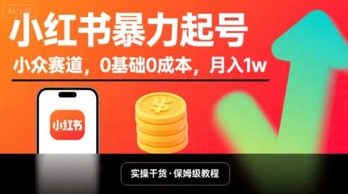 小红书暴力起号,小众赛道,0基础0成本,月入1w