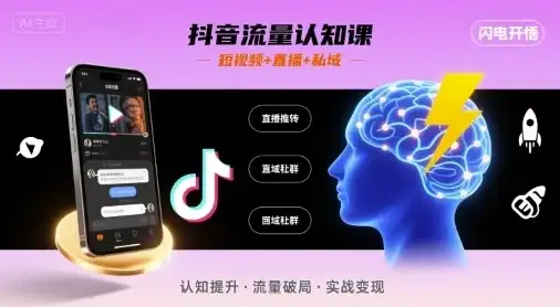 【精】抖音流量认知课,短视频+直播+私域,认知提升,闪电开悟-优优云创网 【精】抖音流量认知课,短视频+直播+私域,认知提升,闪电开悟-优优云创网