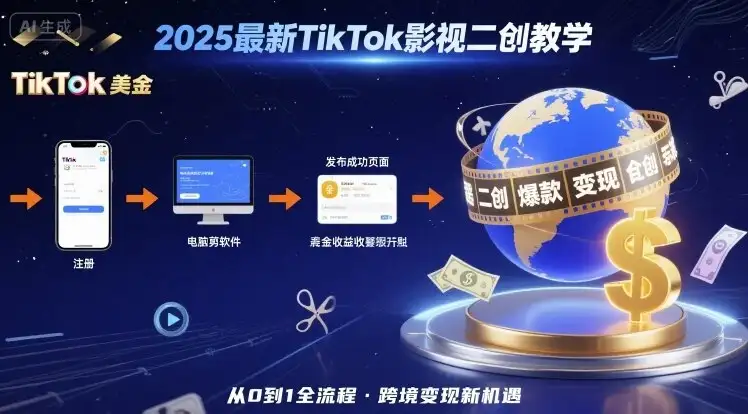 2025年最新TikTok影视二创教学,从注册到发布撸美金全流程,跨境变现新机遇-优优云创网 2025年最新TikTok影视二创教学,从注册到发布撸美金全流程,跨境变现新机遇-优优云创网