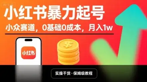 小红书暴力起号,小众赛道,0基础0成本,月入1w-优优云创网 小红书暴力起号,小众赛道,0基础0成本,月入1w-优优云创网