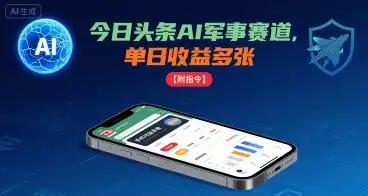 今日头条AI军事赛道,单日收益多张 ,手机可做【附指令】-优优云创网 今日头条AI军事赛道,单日收益多张 ,手机可做【附指令】-优优云创网