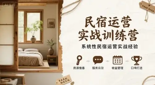 【精】民宿运营实战训练营,系统性民宿运营实战经验-优优云创网 【精】民宿运营实战训练营,系统性民宿运营实战经验-优优云创网
