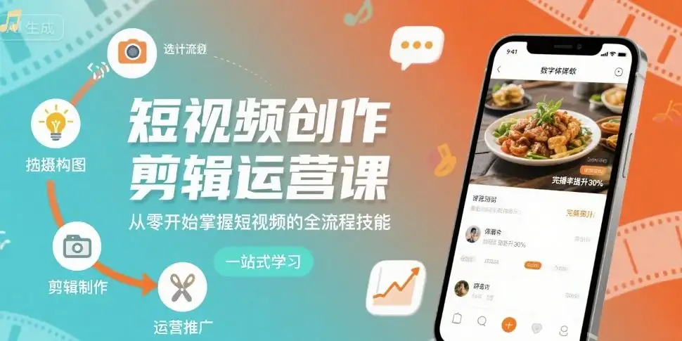 【精】短视频创作剪辑运营课,从零开始掌握短视频的全流程技能-优优云创网 【精】短视频创作剪辑运营课,从零开始掌握短视频的全流程技能-优优云创网