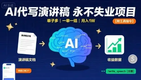 AI代写演讲稿,永不失业项目,单子多,一单一结,月入1W【附工具指令】-优优云创网 AI代写演讲稿,永不失业项目,单子多,一单一结,月入1W【附工具指令】-优优云创网