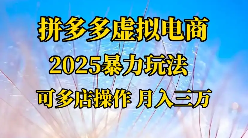 拼多多虚拟电商,一对一陪跑 月入三万,适合人群 上班族 宝妈 大学生-优优云创网 拼多多虚拟电商,一对一陪跑 月入三万,适合人群 上班族 宝妈 大学生-优优云创网