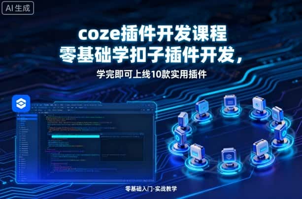 coze插件开发课程,零基础学扣子插件开发,学完即可上线10款实用插件
